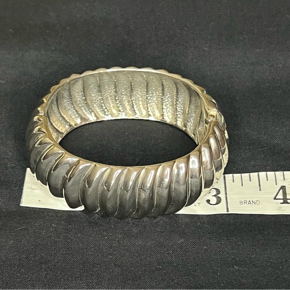 Chunky Silver Tone Clamper Bracelet - Picture 8 of 10